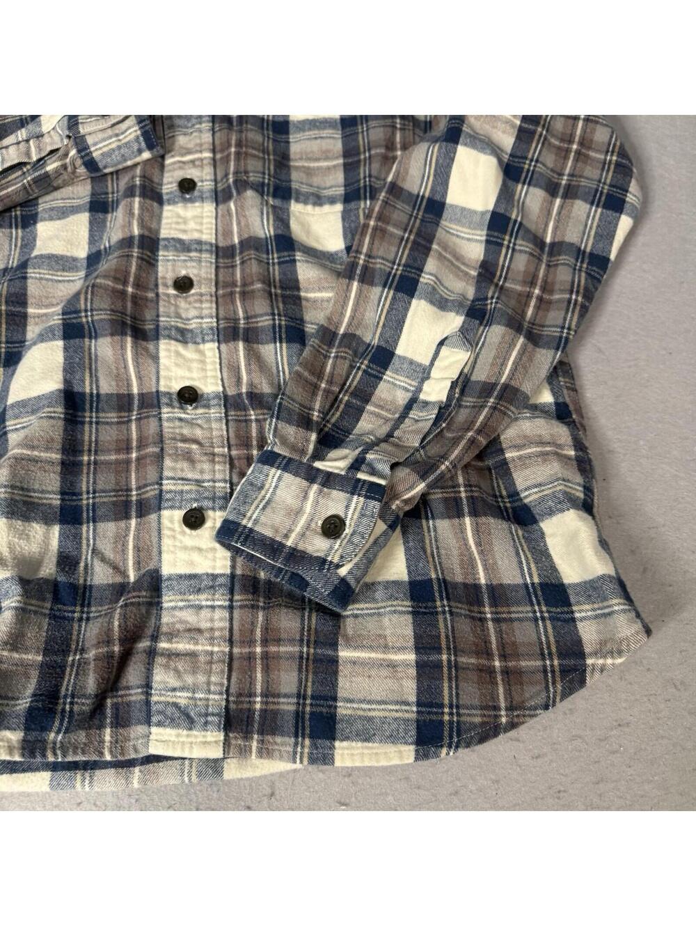 LL‎ Bean Slim Fit Flannel Shirt Men’s M Blue Brown Tartan Plaid Button Up Casual - Picture 3 of 11